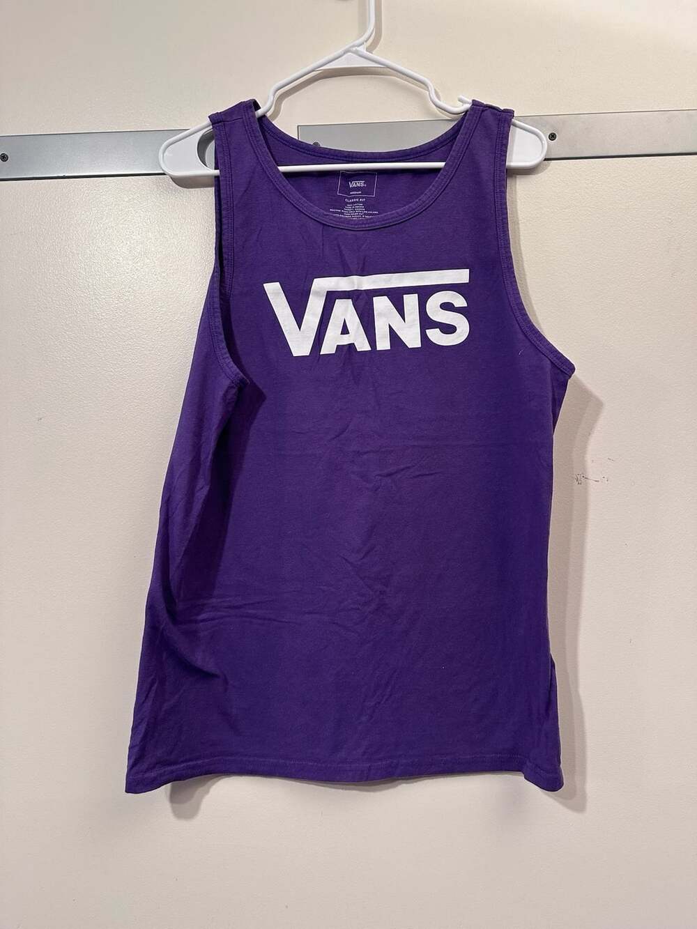 Vans Classic Tank Top Size Medium Purple White Logo Cotton